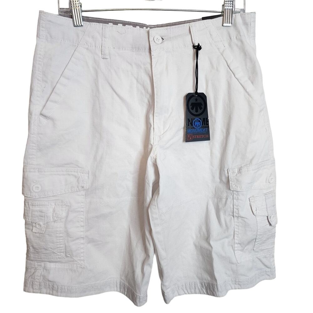 Monument Cotton/Spandex White Cargo Shorts, NWT, Size 30